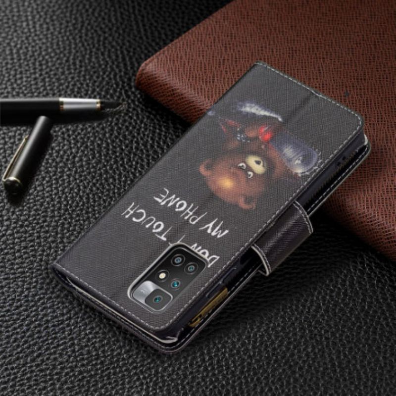 Læder Cover Xiaomi Redmi 10 Bear Lynlåslomme