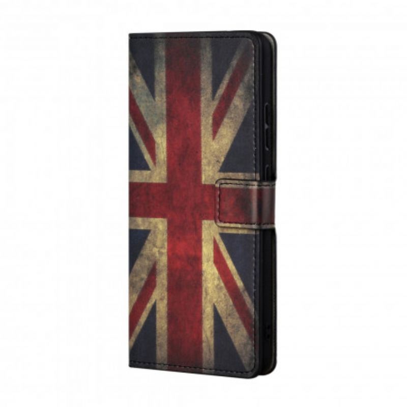 Læder Cover Xiaomi Redmi 10 Med Snor Englands Flag Med Snor