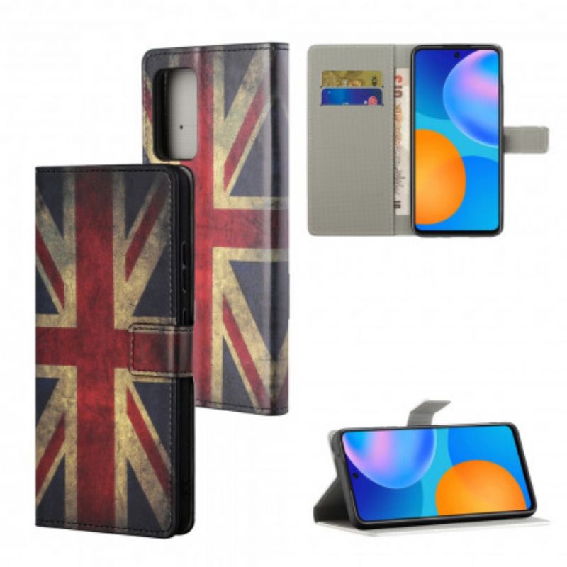 Læder Cover Xiaomi Redmi 10 Med Snor Englands Flag Med Snor