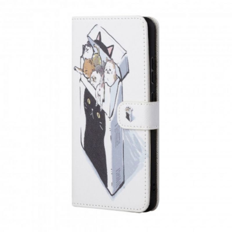 Læder Cover Xiaomi Redmi 10 Med Snor Thong Cat Levering