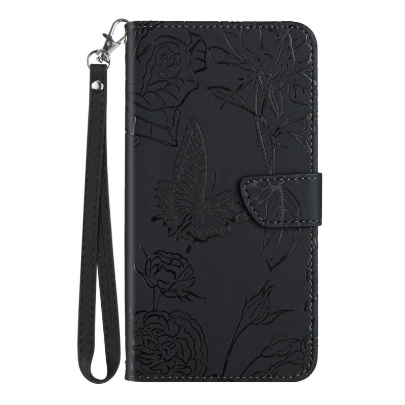 Flip Cover Honor Magic 4 Pro Med Snor Thong Sommerfugle