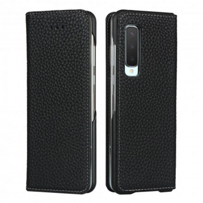 Cover Samsung Galaxy Z Fold 2 Flip Cover Ægte Litchi-læder