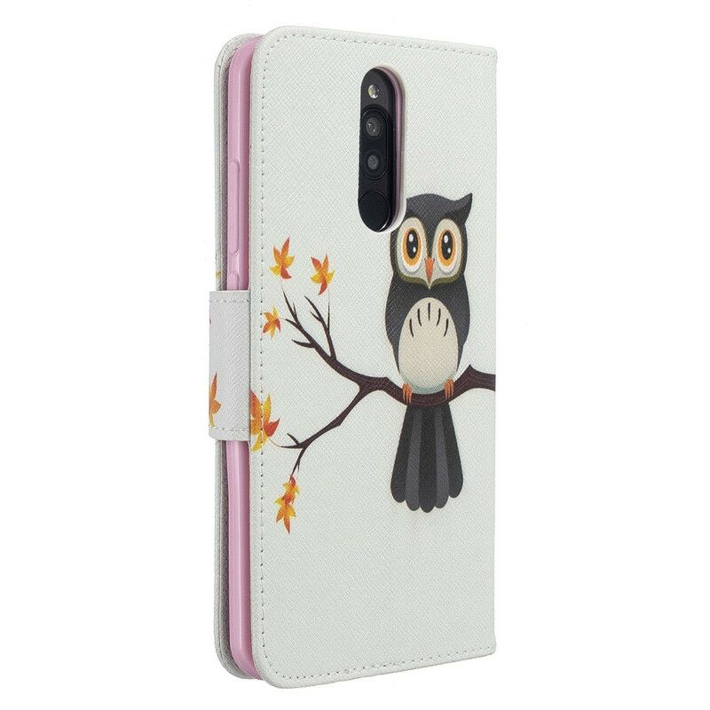 Flip Cover Xiaomi Redmi 8 Ugle Sat På Grenen