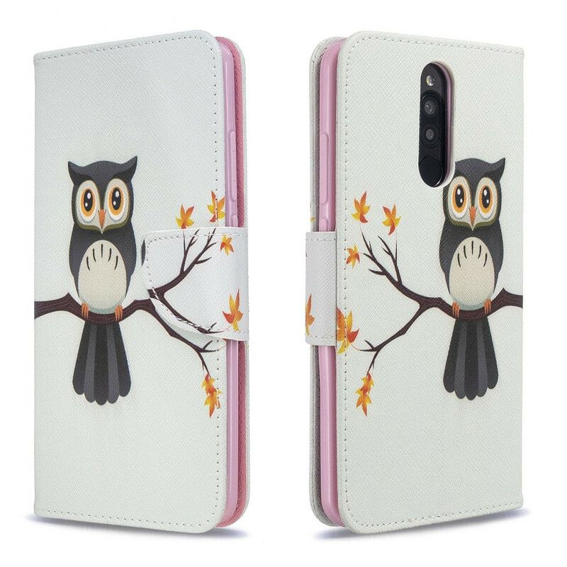 Flip Cover Xiaomi Redmi 8 Ugle Sat På Grenen