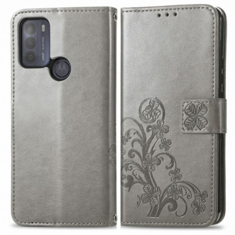 Læder Cover Moto G50 Asiatiske Blomster