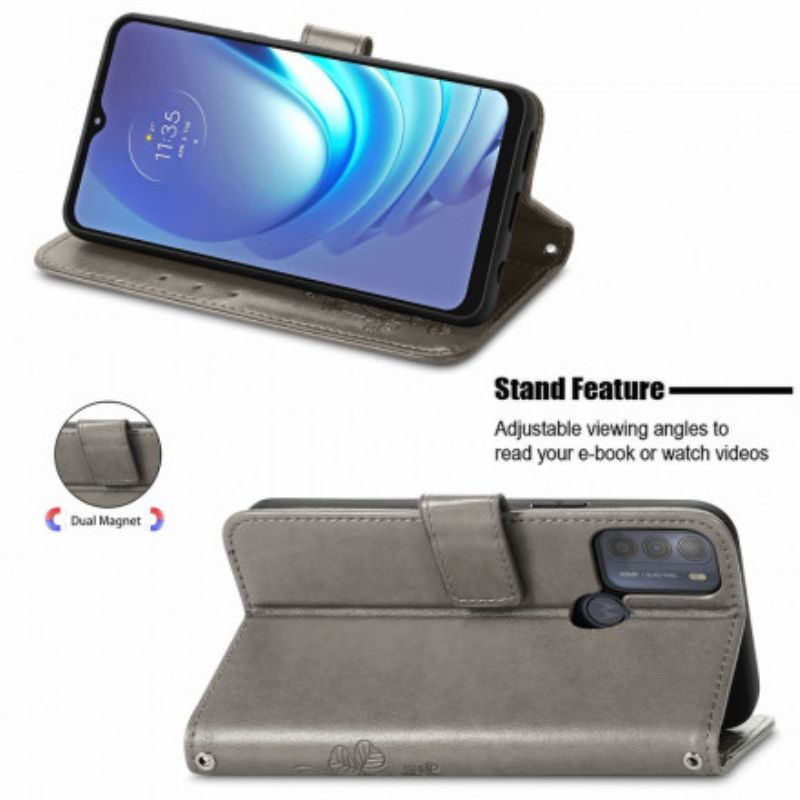Læder Cover Moto G50 Asiatiske Blomster