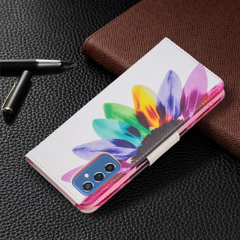 Læder Cover Samsung Galaxy M52 5G Blomst