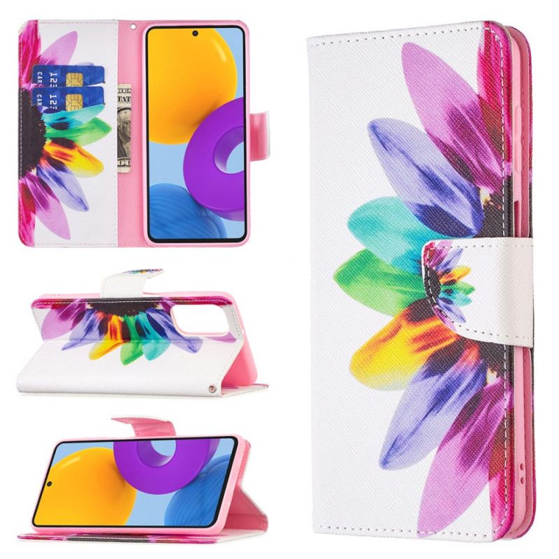Læder Cover Samsung Galaxy M52 5G Blomst