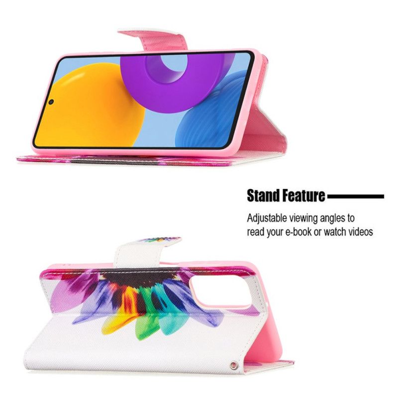 Læder Cover Samsung Galaxy M52 5G Blomst