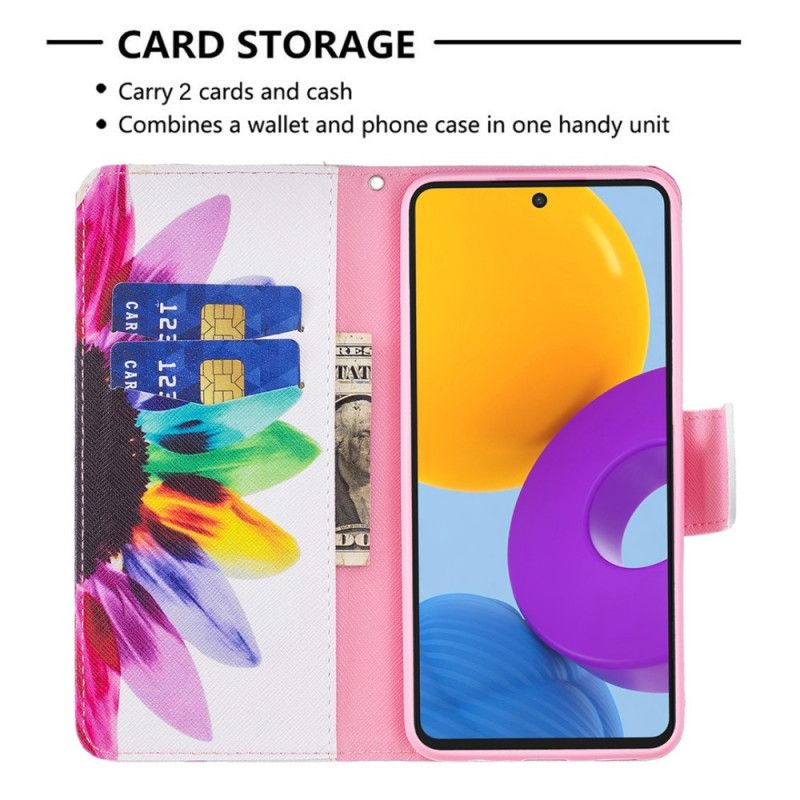 Læder Cover Samsung Galaxy M52 5G Blomst