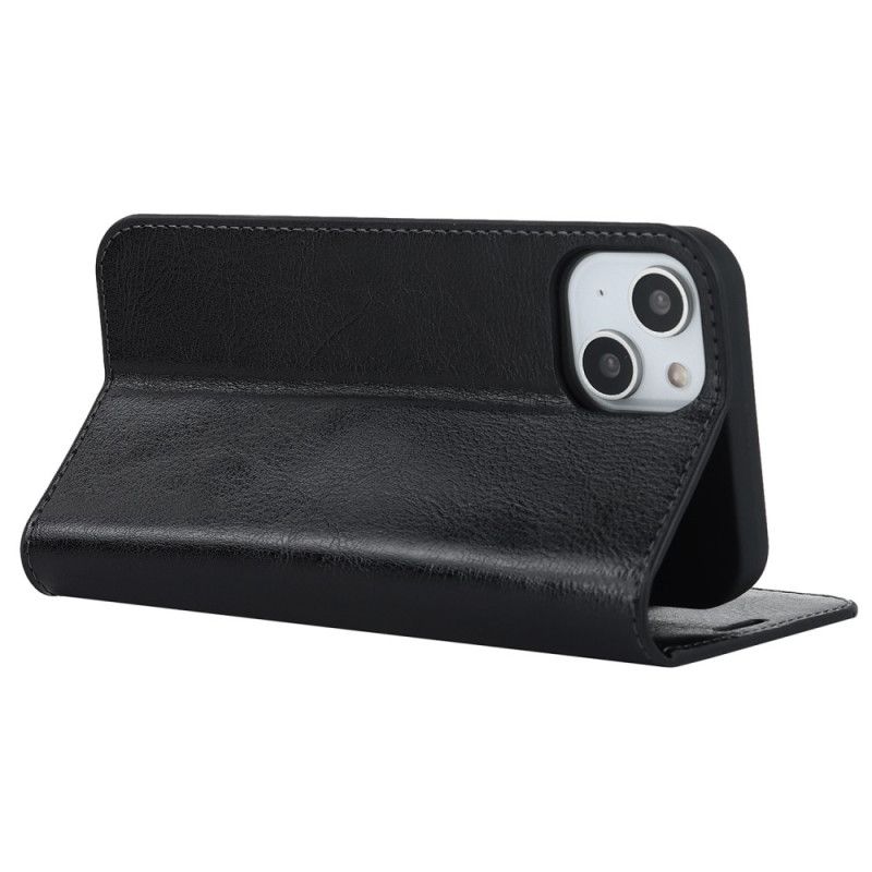 Cover iPhone 14 Flip Cover Ægte Læder