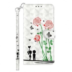 Flip Cover iPhone 14 Med Snor Thong Love Mælkebøtter