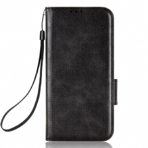Læder Cover iPhone 14 Trekanter Med Snor