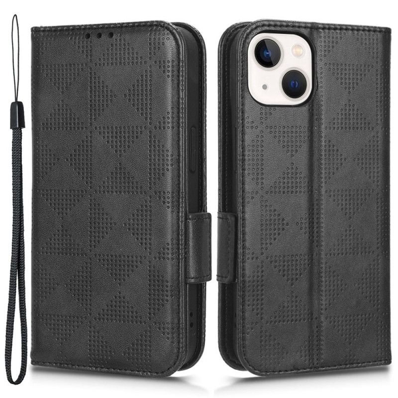 Læder Cover iPhone 14 Trekanter Med Snor
