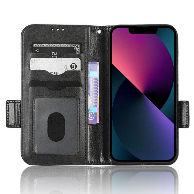 Læder Cover iPhone 14 Trekanter Med Snor