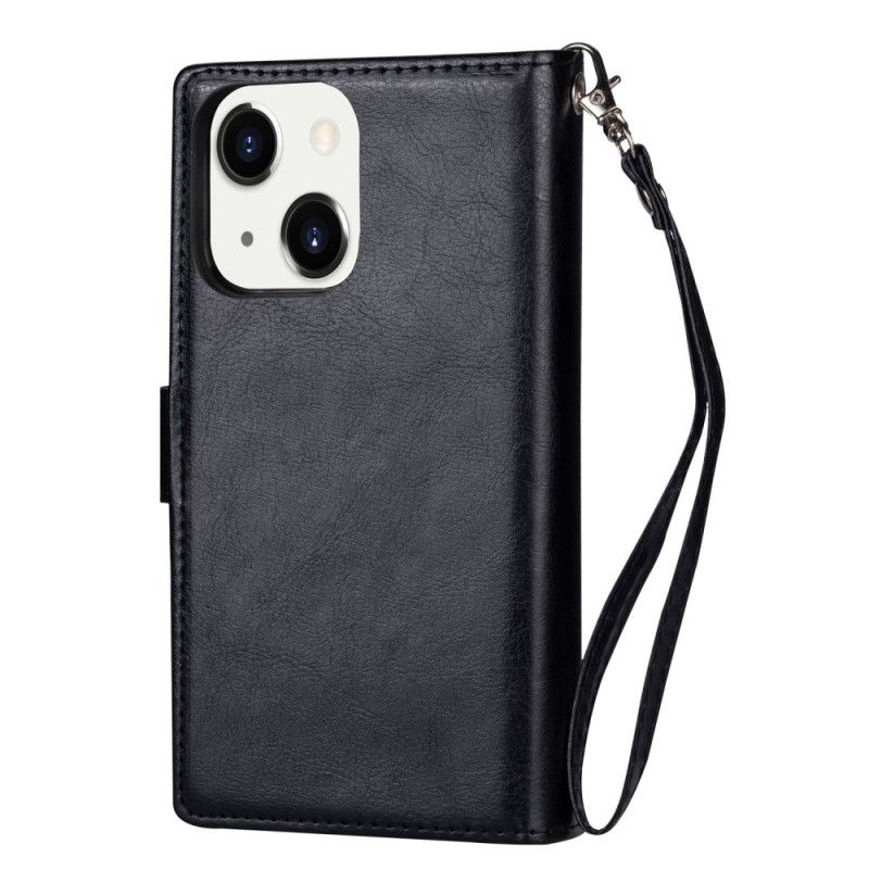 Mobilcover Læder Cover iPhone 14 Aftagelig 9-kortholder