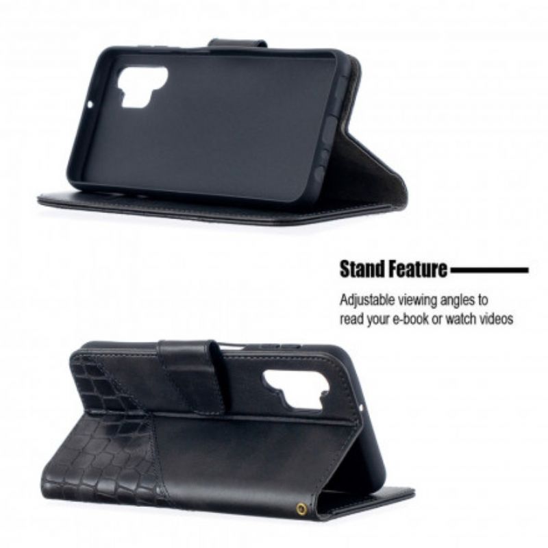 Flip Cover Samsung Galaxy A32 5G Klassisk Krokodilleskind