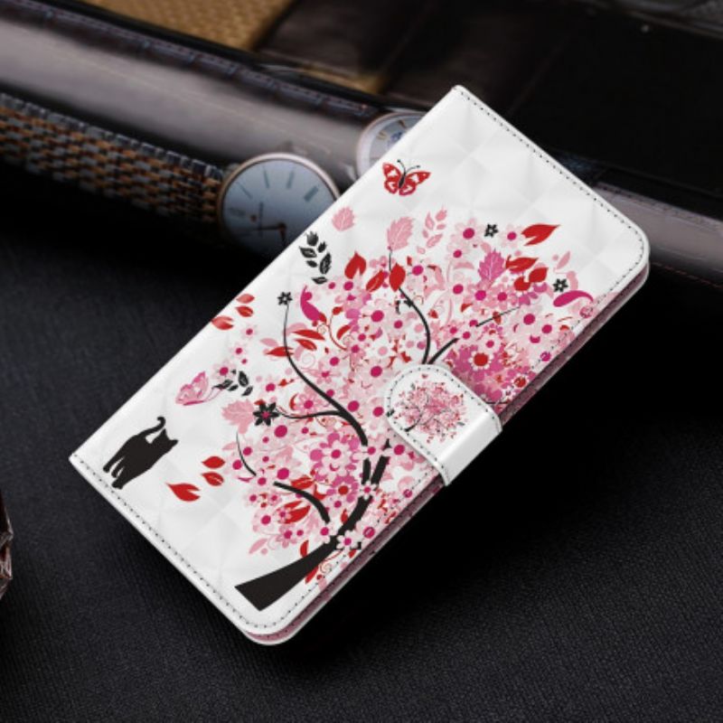 Læder Cover Samsung Galaxy A32 5G Lyserosa Træplet