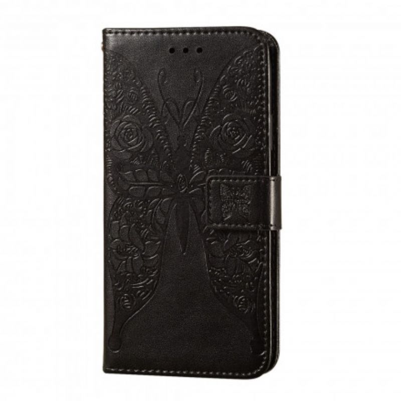 Læder Cover Samsung Galaxy A32 5G Sommerfugle Blomstermønster