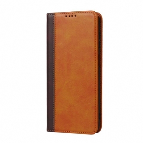 Cover Samsung Galaxy M12 / A12 Flip Cover Tofarvet Læderstil