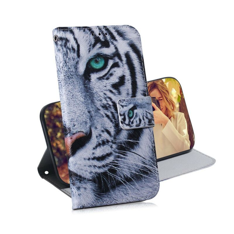 Læder Cover iPhone 12 / 12 Pro Tigeransigt
