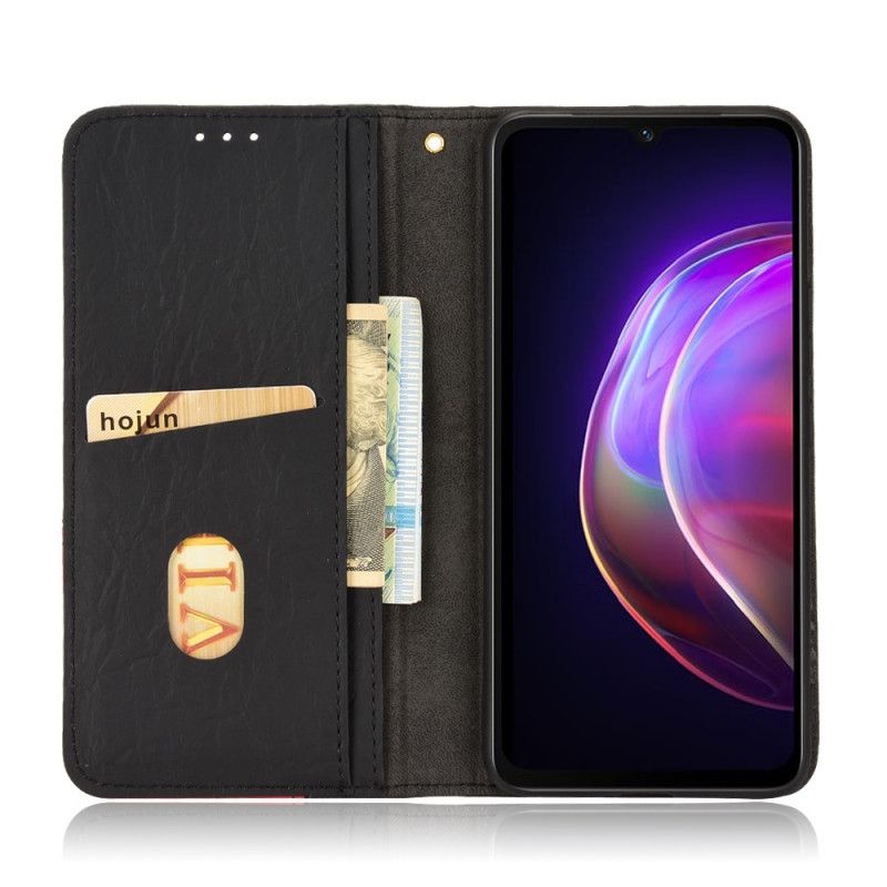 Cover Vivo V21 5G Flip Cover Skrå Tofarvet Imiteret Læder