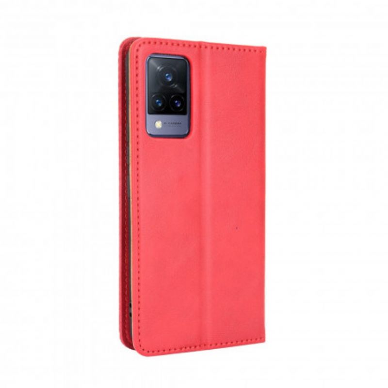 Cover Vivo V21 5G Flip Cover Vintage Stiliseret Lædereffekt