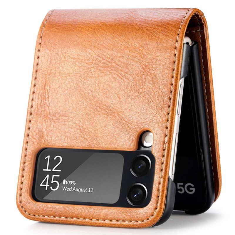 Cover Samsung Galaxy Z Flip 4 Flip Cover Læderstil Kortholder