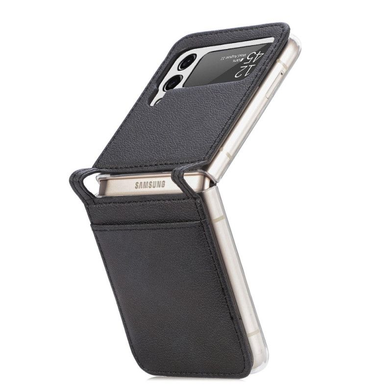 Mobilcover Samsung Galaxy Z Flip 4 Flip Cover Kortholder I Litchi-læderstil