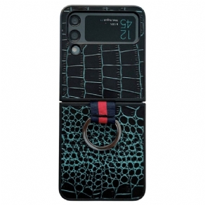 Mobilcover Samsung Galaxy Z Flip 4 Flip Cover Krokodille Og Ringstil