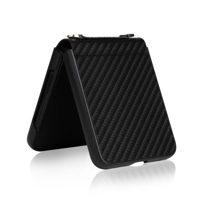 Mobilcover Samsung Galaxy Z Flip 4 Flip Cover Kulfiber Med Skulderrem