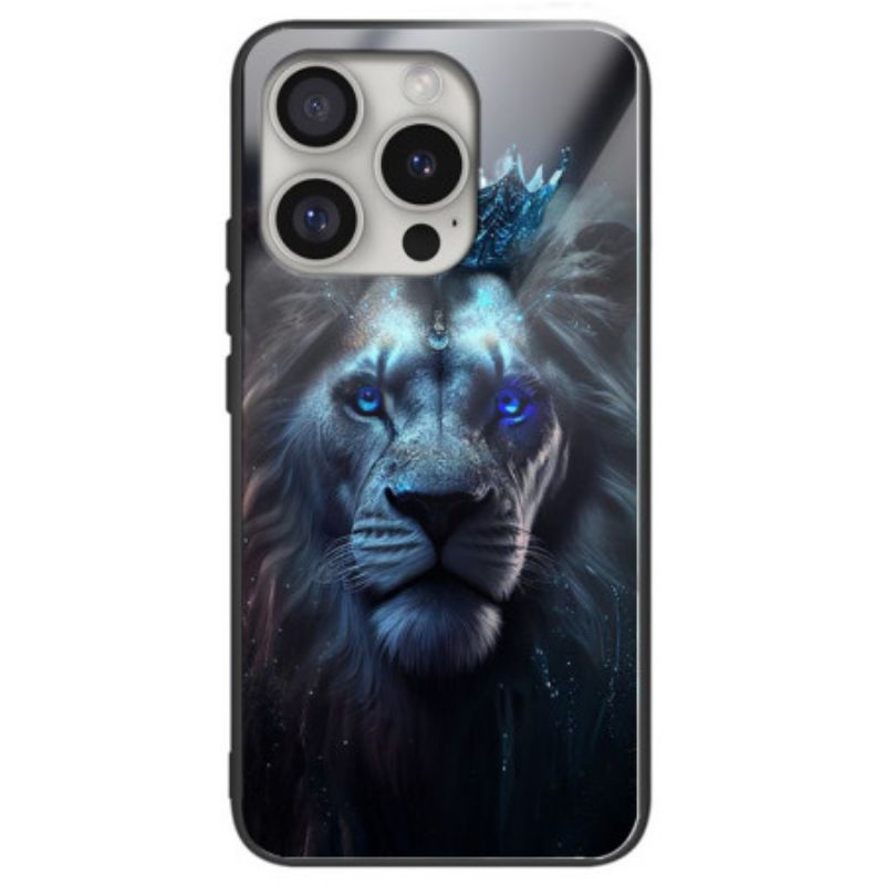 Cover iPhone 16 Pro Max Blå Løve Hærdet Glas