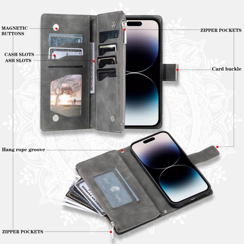 Flip Cover iPhone 16 Pro Max Pung Med Mandala Ruskindseffekt