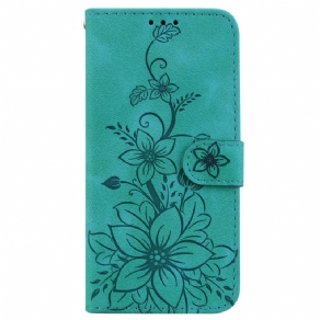 Flip Cover Til iPhone 16 Pro Max Blomstermønster Med Rem