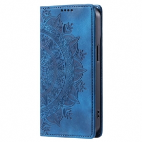 Læder Cover iPhone 16 Pro Max Mandala Ruskindseffekt