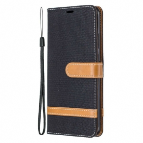 Flip Cover Huawei P40 Pro Med Snor Stof- Og Lædereffektrem