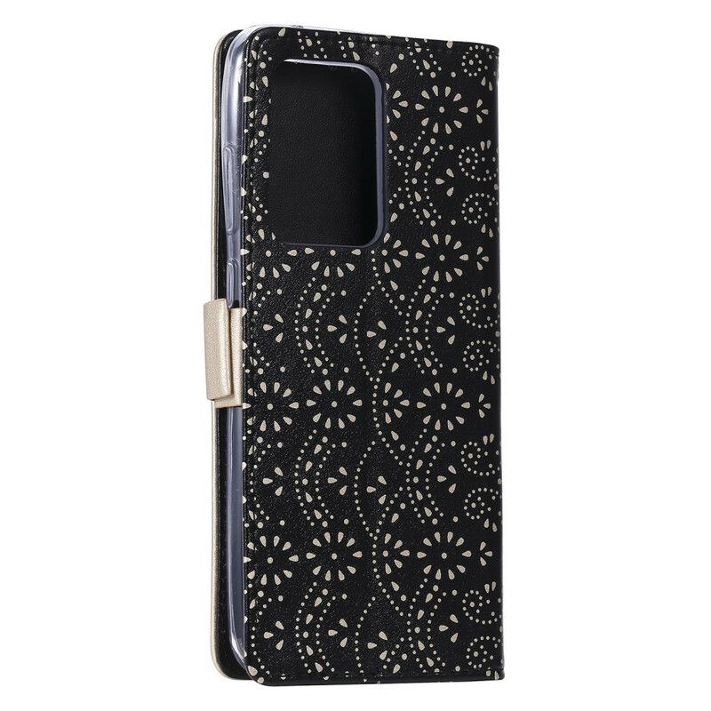 Læder Cover Huawei P40 Pro Med Snor Møntpung Med Blonderrem