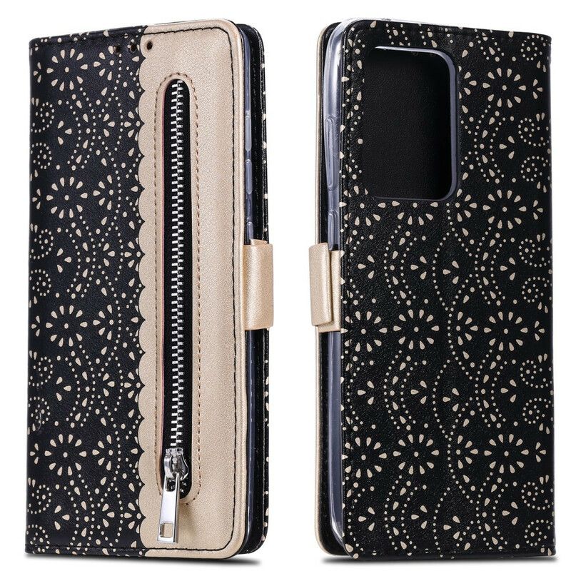 Læder Cover Huawei P40 Pro Med Snor Møntpung Med Blonderrem