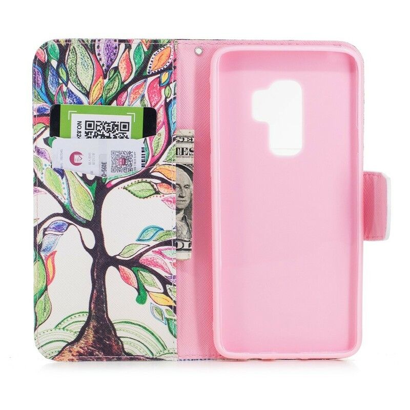 Læder Cover Samsung Galaxy S9 Plus Farvet Træ