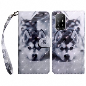 Flip Cover Oppo A94 5G Huskyhund Med Snor