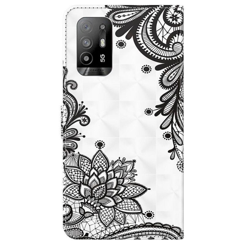 Flip Cover Oppo A94 5G Imiteret Læder Blonde Med Rem