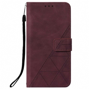 Flip Cover Oppo A94 5G Imiteret Læder Med Rem
