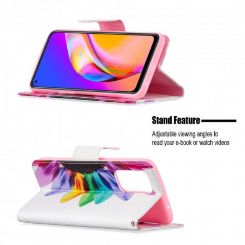 Læder Cover Oppo A94 5G Akvarelblomst
