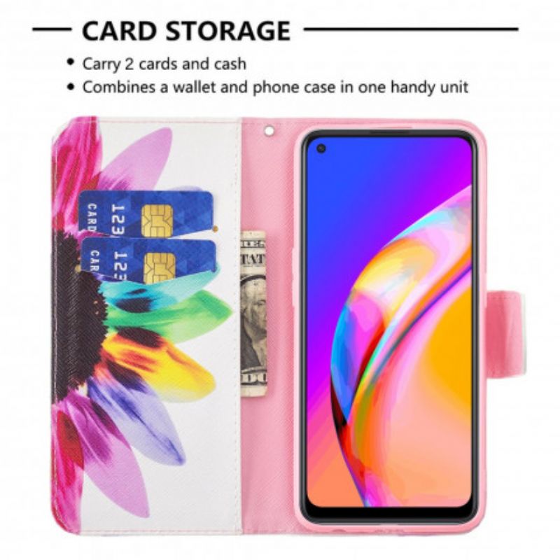 Læder Cover Oppo A94 5G Akvarelblomst