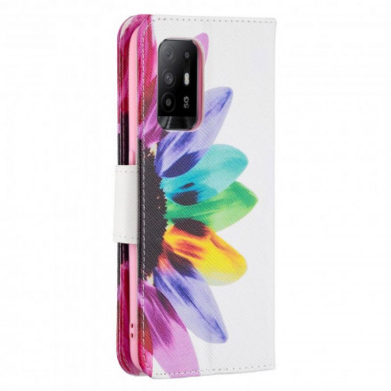 Læder Cover Oppo A94 5G Akvarelblomst