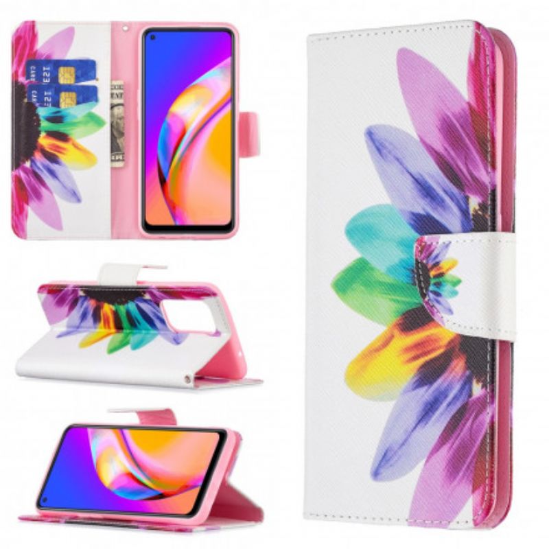 Læder Cover Oppo A94 5G Akvarelblomst