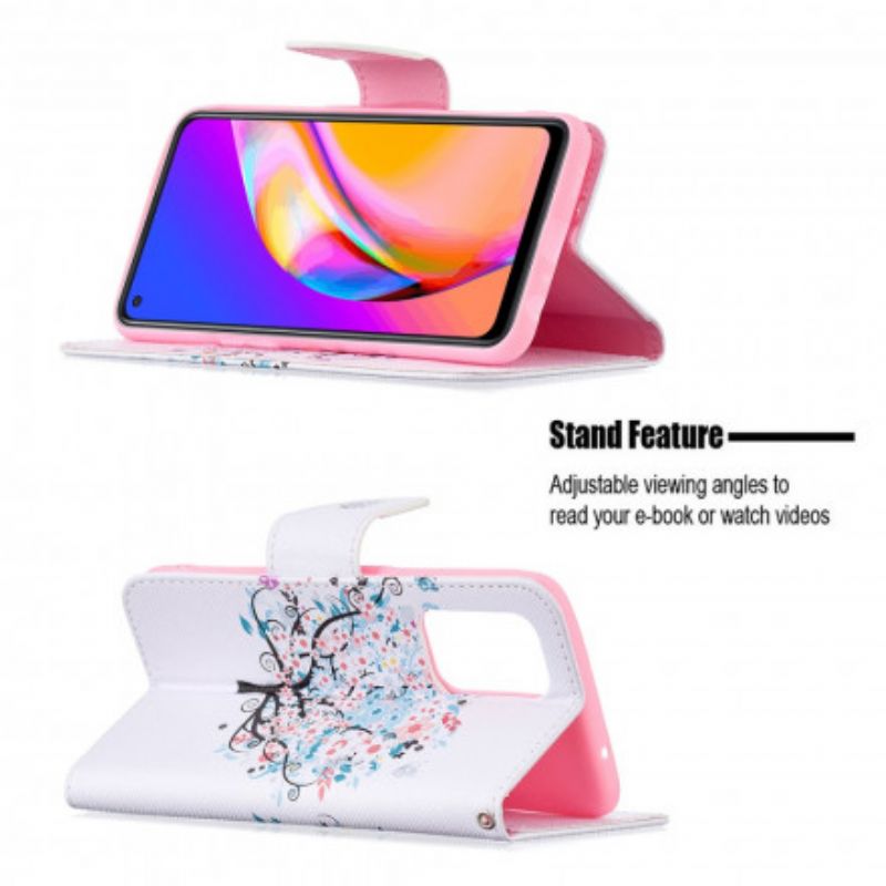 Læder Cover Oppo A94 5G Blomstret Træ