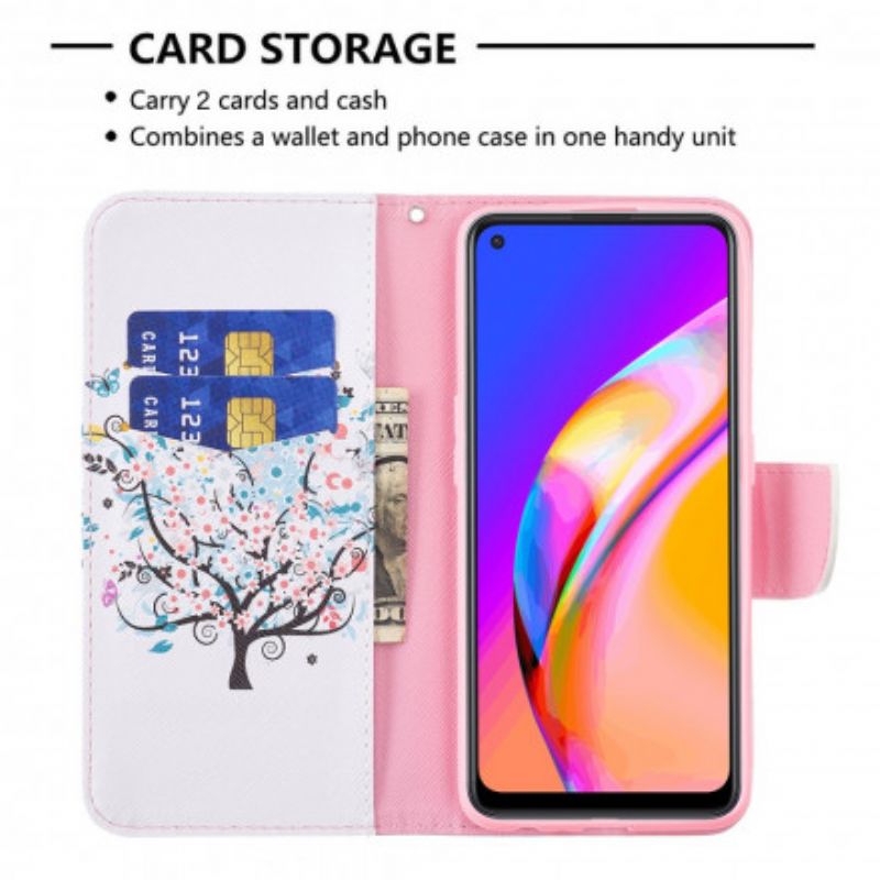 Læder Cover Oppo A94 5G Blomstret Træ