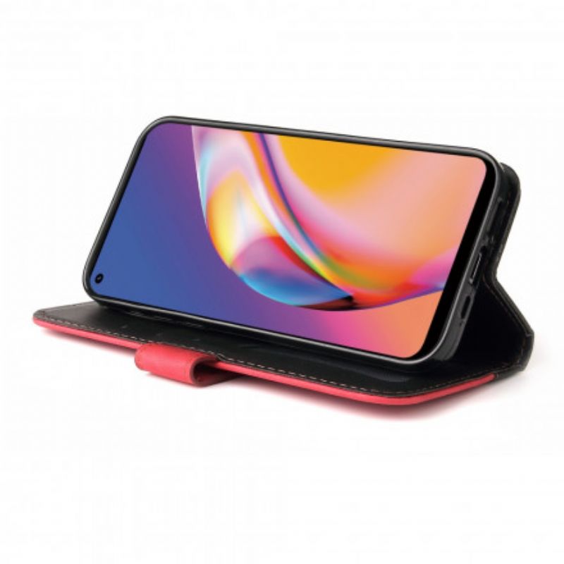 Læder Cover Oppo A94 5G Farverigt Tofarvet Imiteret Læder