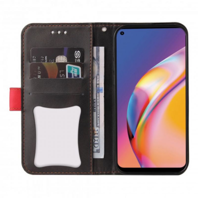Læder Cover Oppo A94 5G Farverigt Tofarvet Imiteret Læder